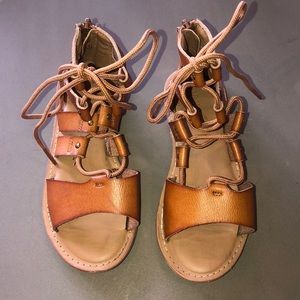 Girl Camel Lace Up Sandals
